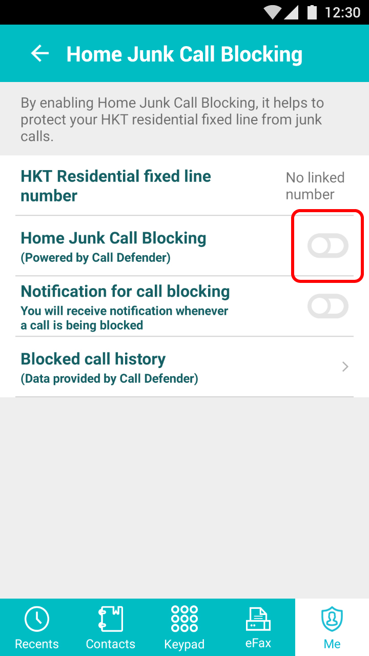 Turn on the function “Call blocking”
